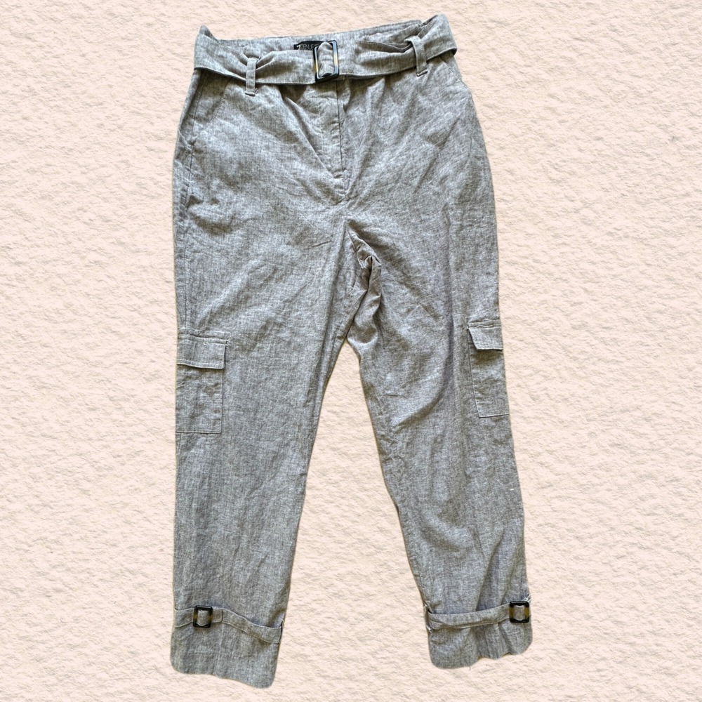 N Y & Company 7th Ave Linen blend belt open leg Cargo Pant 12